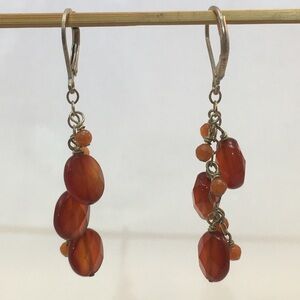 Carnelian Briolette Beaded Dangle Earrings